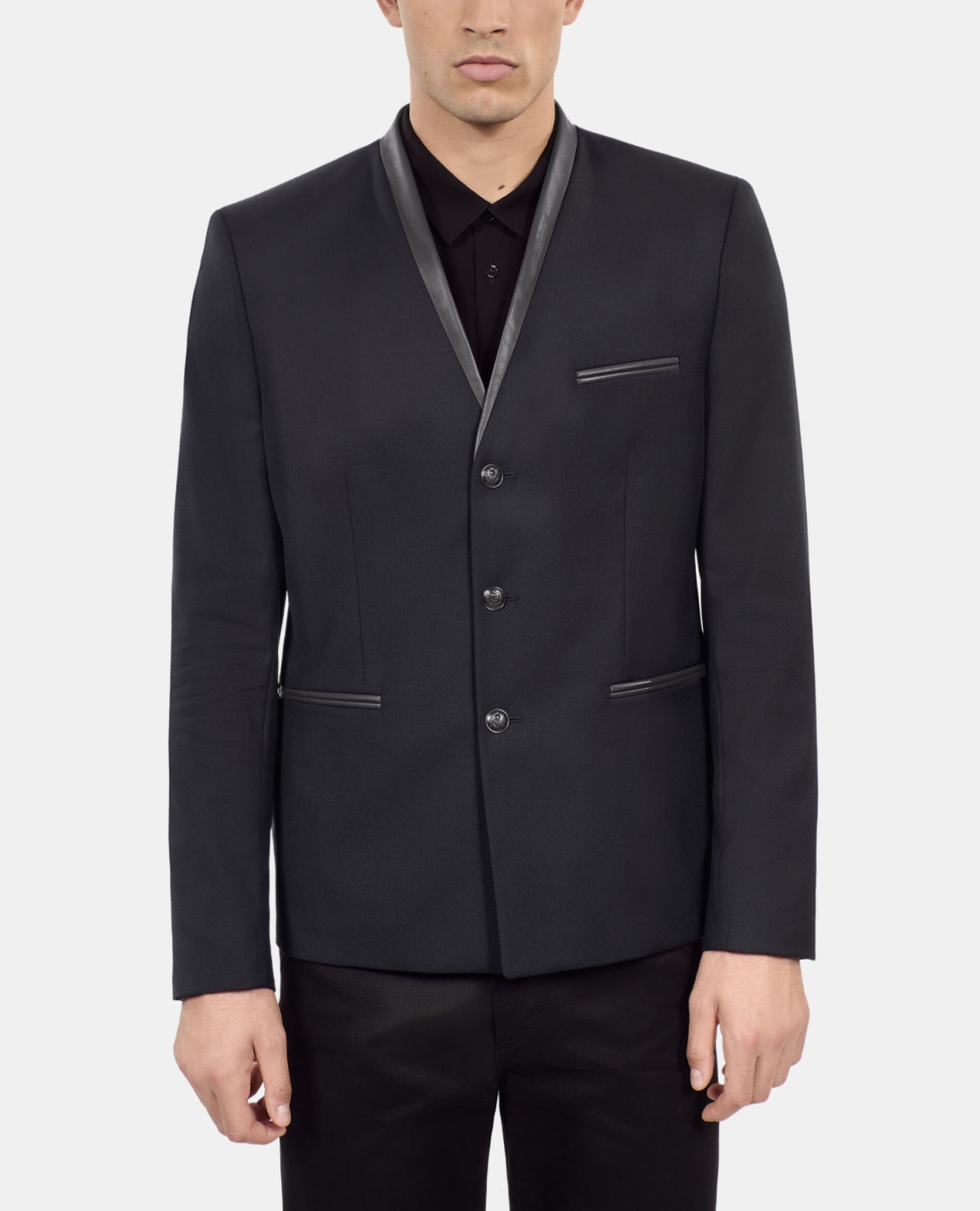 Black wool blazer, BLACK, hi-res image number null