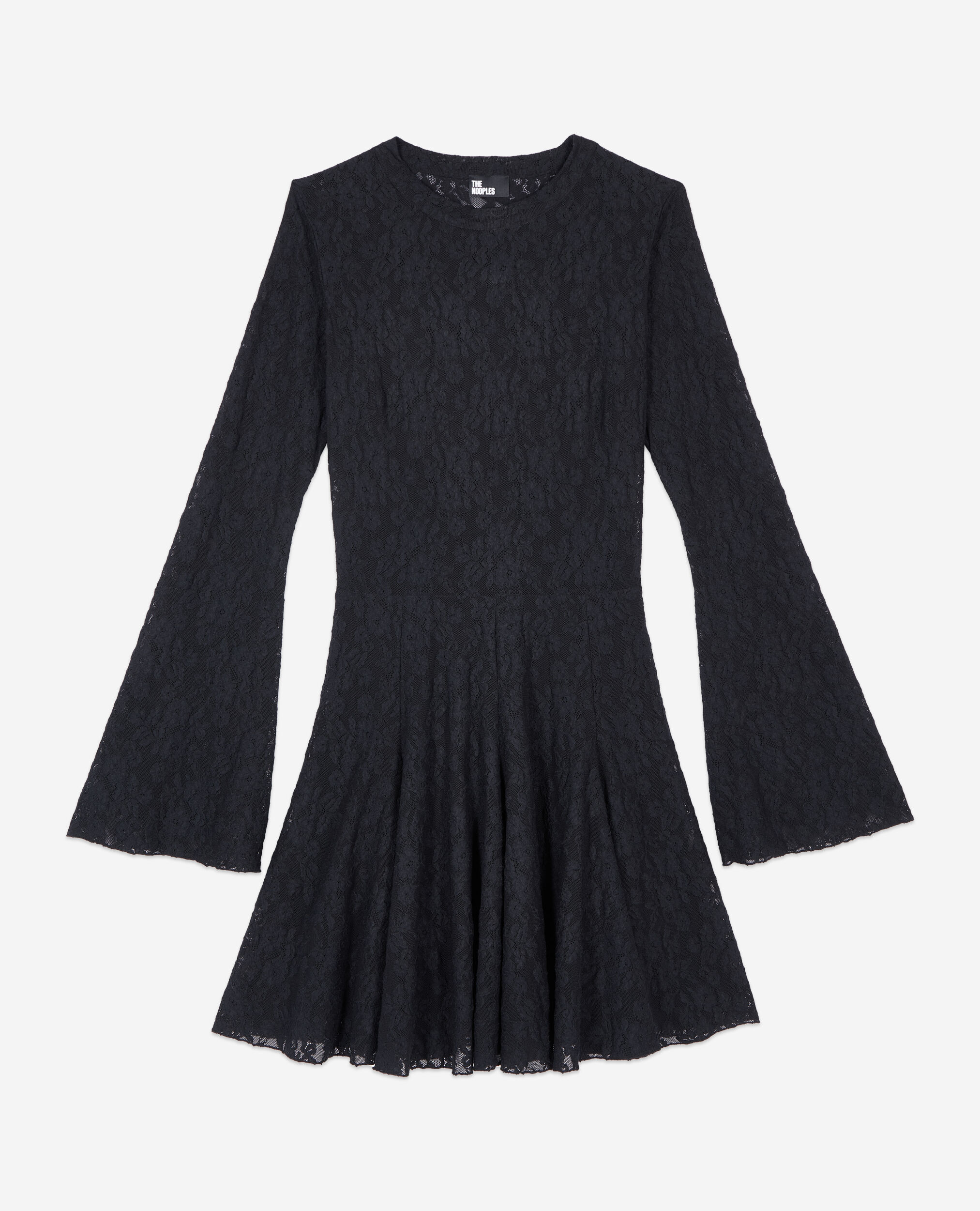Short black lace skater dress