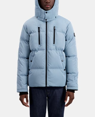 The Kooples MEN BLUE GREY blue hooded puffer jacket