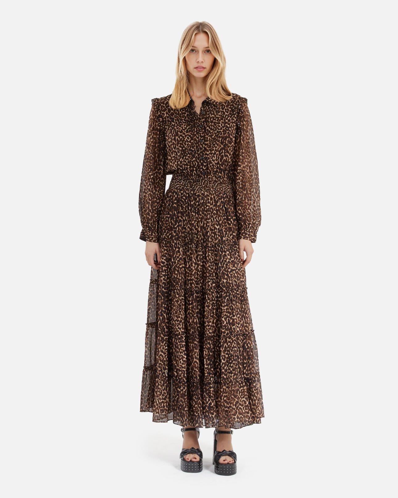 The Kooples FEMME LEOPARD robe longue imprimé léopard