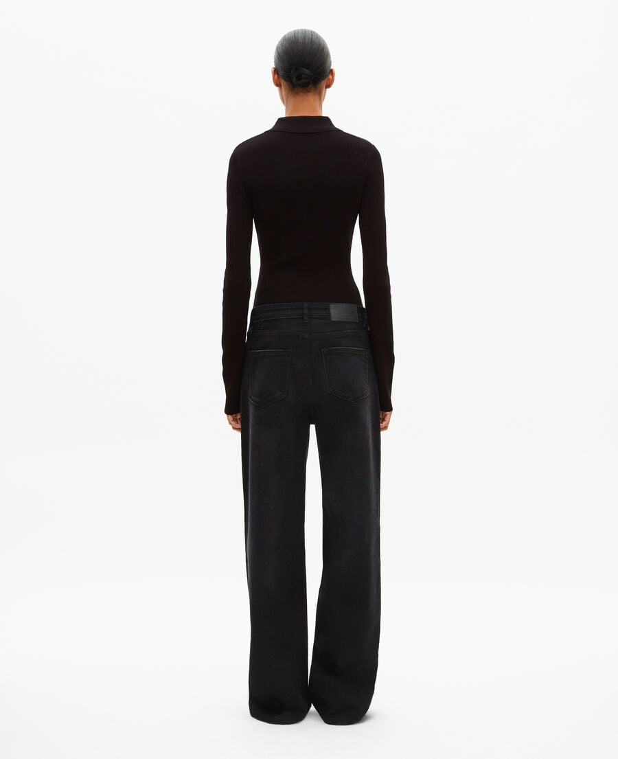 The Kooples WOMEN BLACK black rib-knit bodysuit