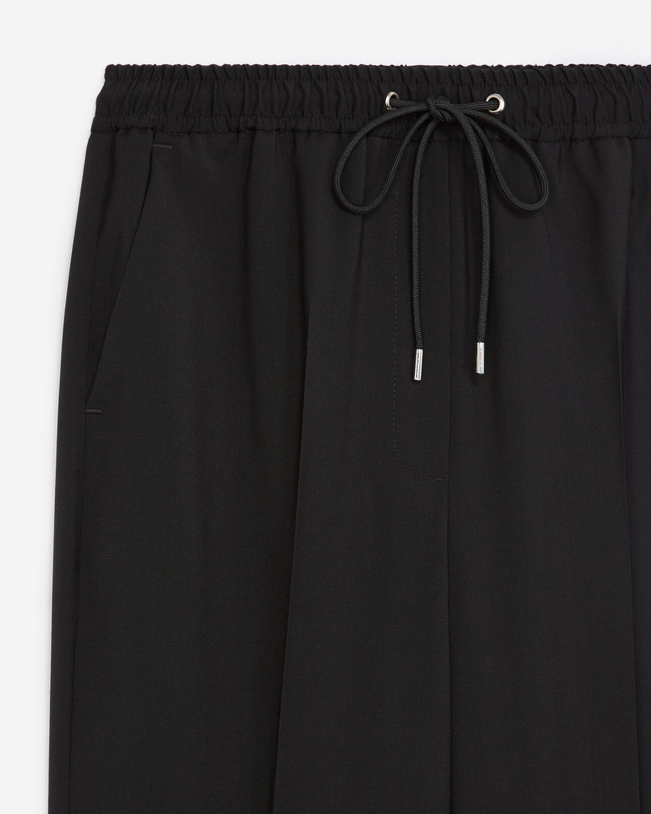 The Kooples WOMEN BLACK straight-cut black wool pants with elastic