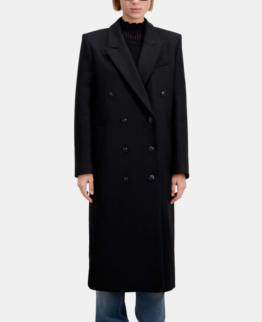 manteau long noir en laine