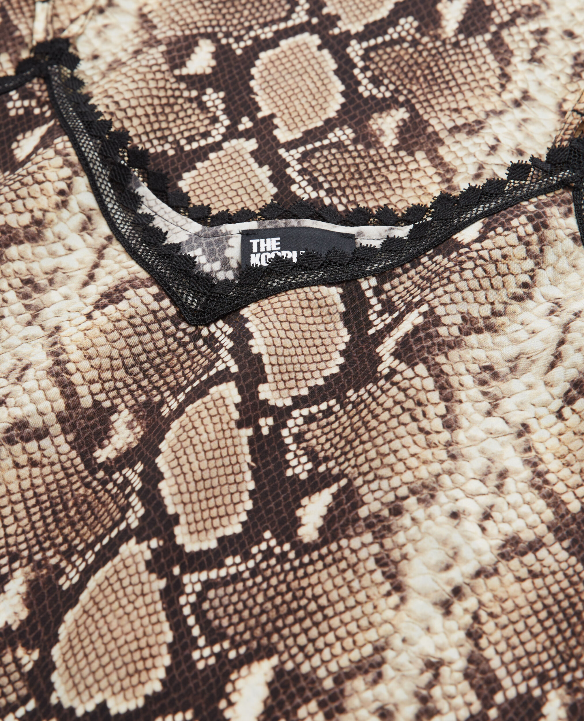 Long snakeskin print babydoll dress, BEIGE, hi-res image number null