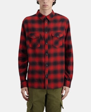 The Kooples HOMME BLACK - RED chemise à carreaux rouges et noirs