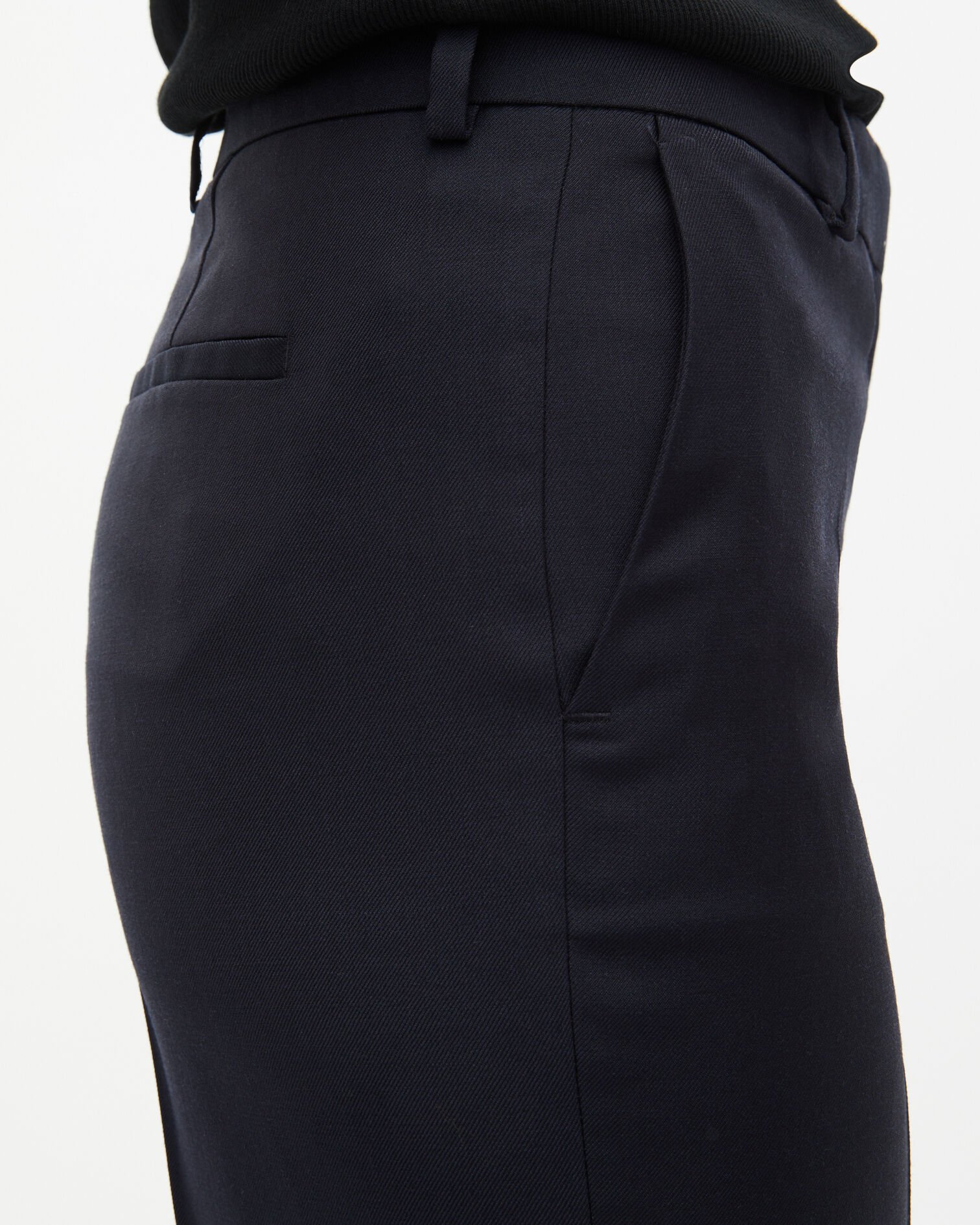 Navy blue slim-fit wool tailored trousers, NAVY, hi-res image number null