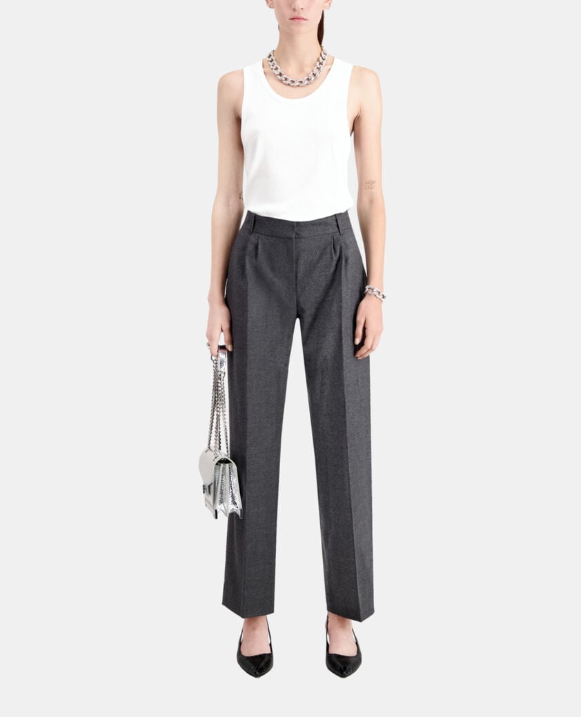 The Kooples F GREY grey flannel trousers with pleats