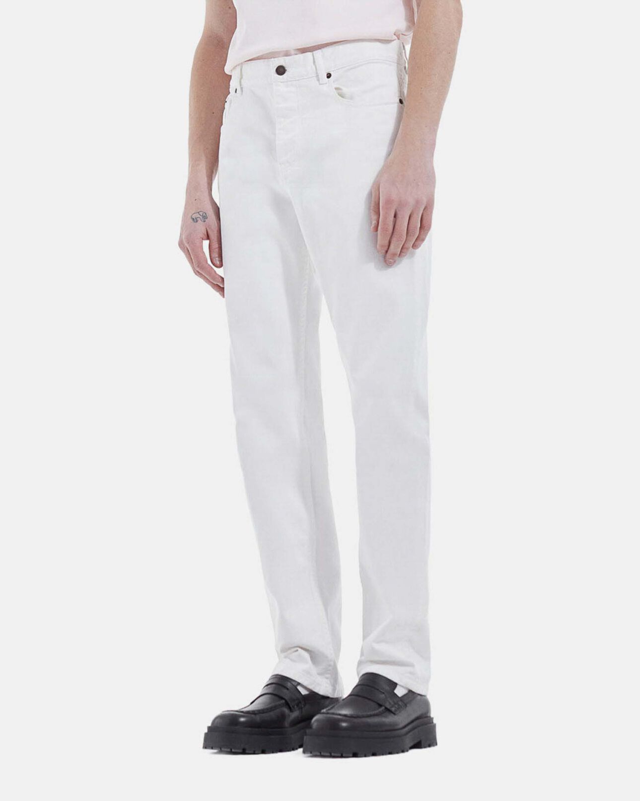 The Kooples HOMME ECRU jean brut blanc à cinq poches droit