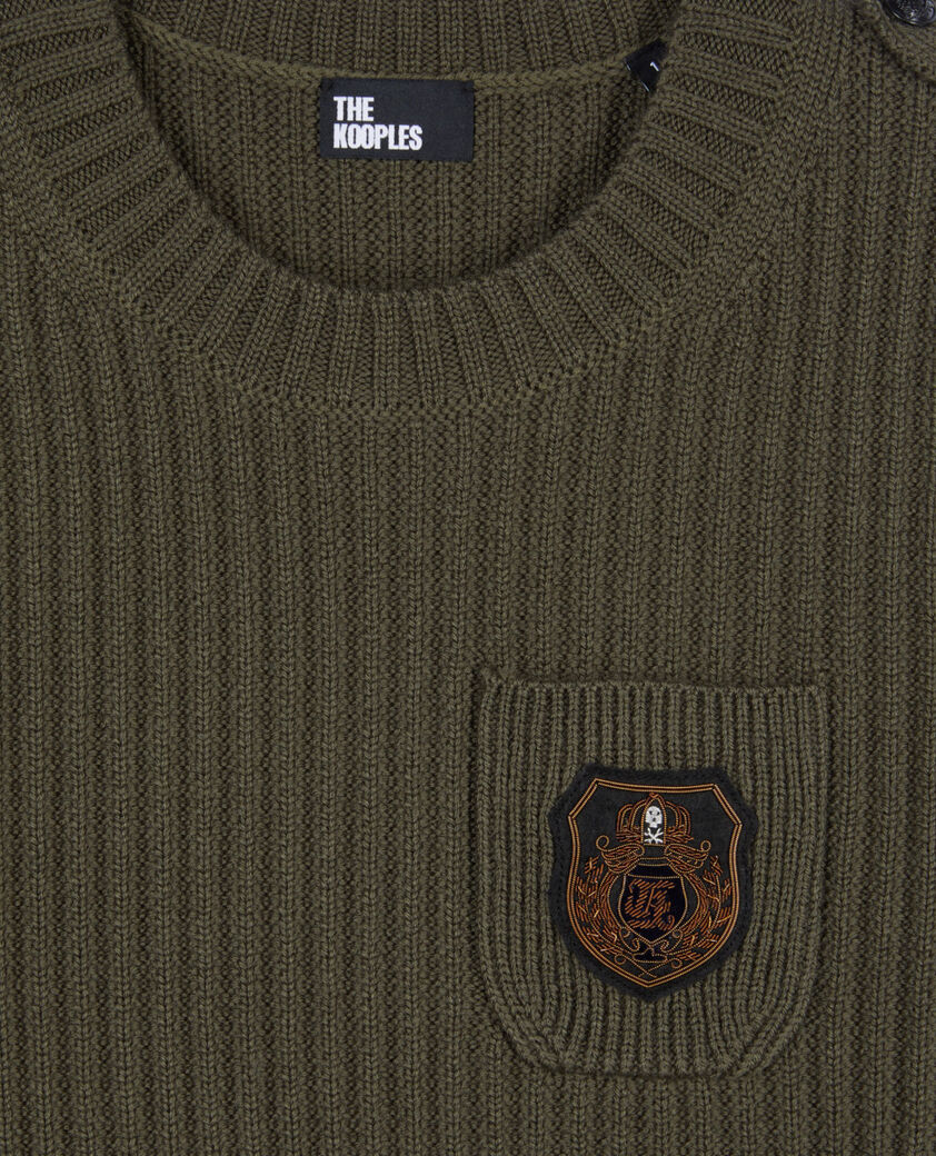 The Kooples WOMEN OLIVE NIGHT khaki ribbed knit sweater