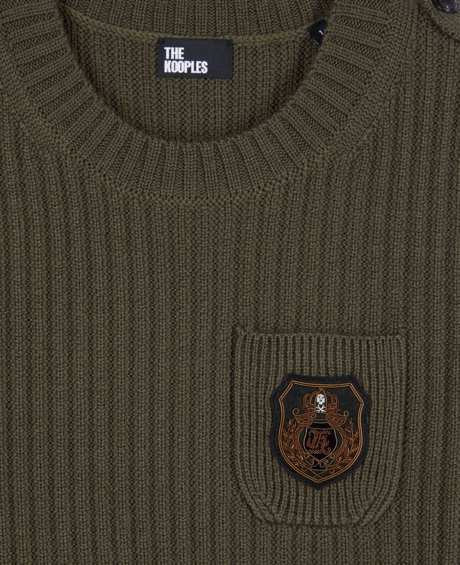 The Kooples WOMEN OLIVE NIGHT khaki ribbed knit sweater