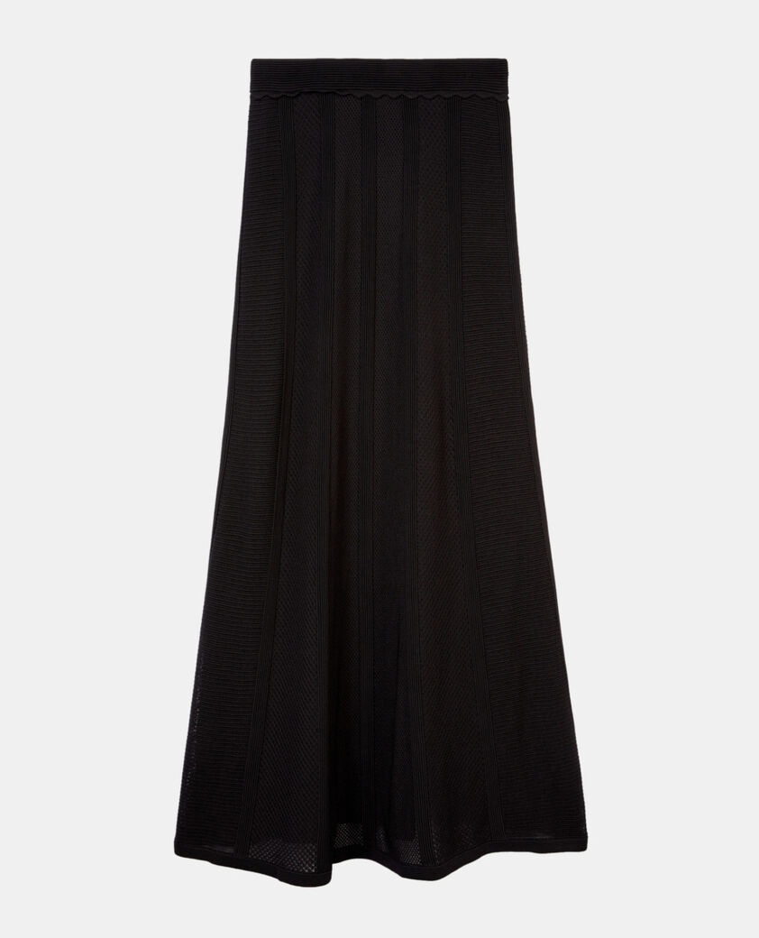 The Kooples WOMEN BLACK long black openwork knit skirt