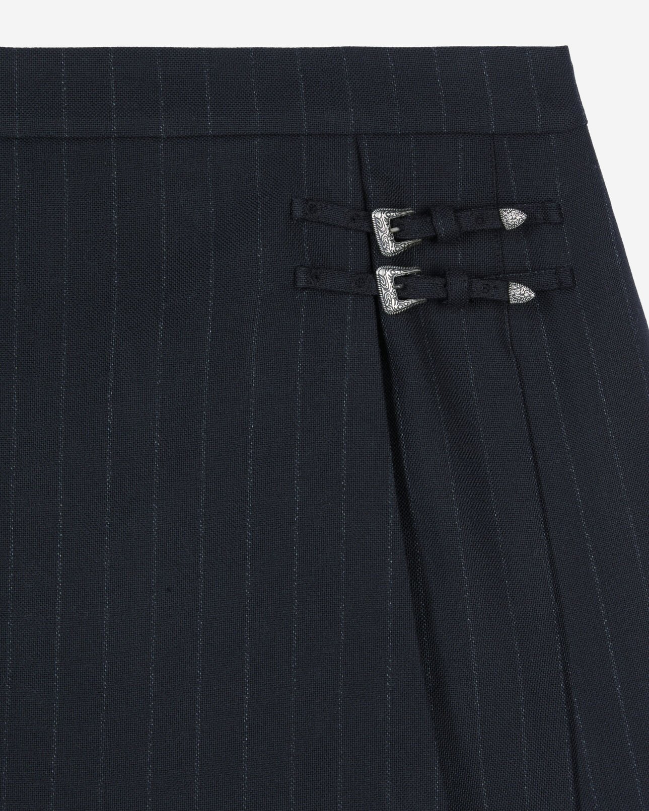 The Kooples F BLACK black striped pleated short skirt