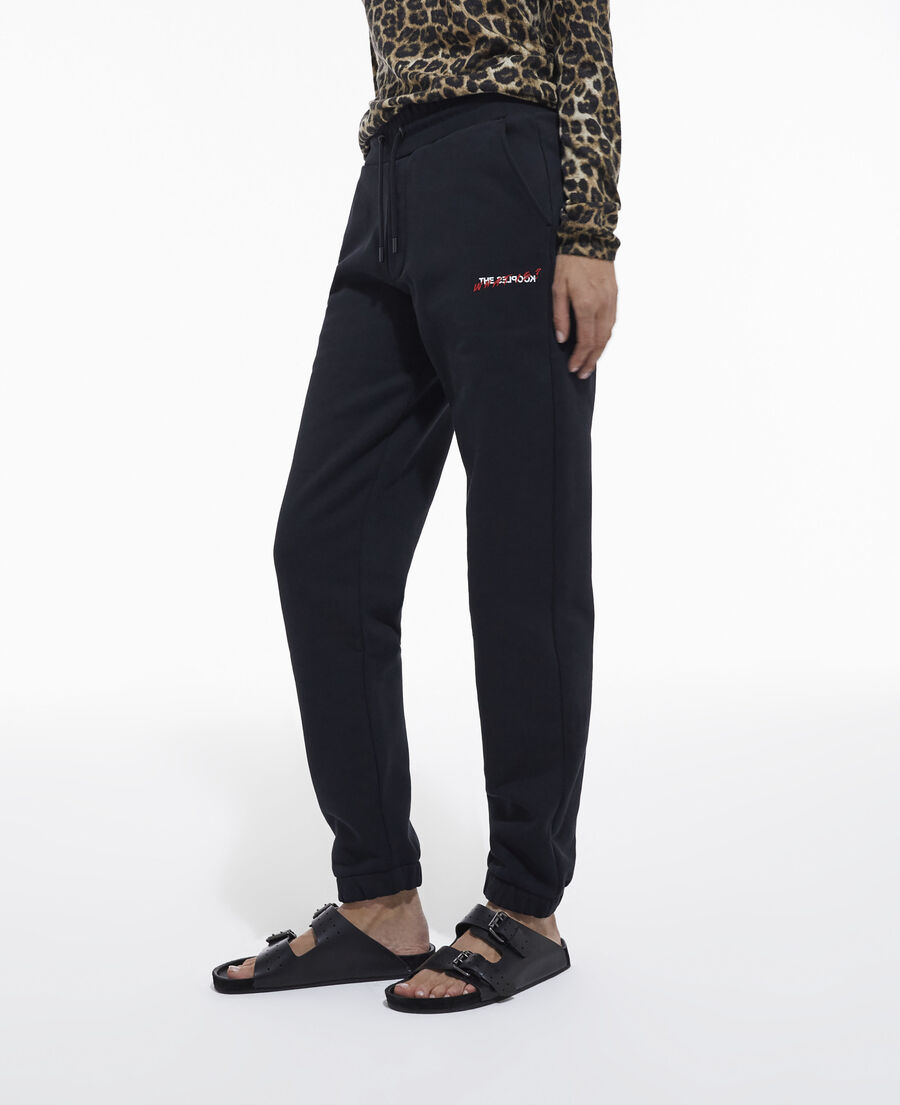 black joggers with what is print