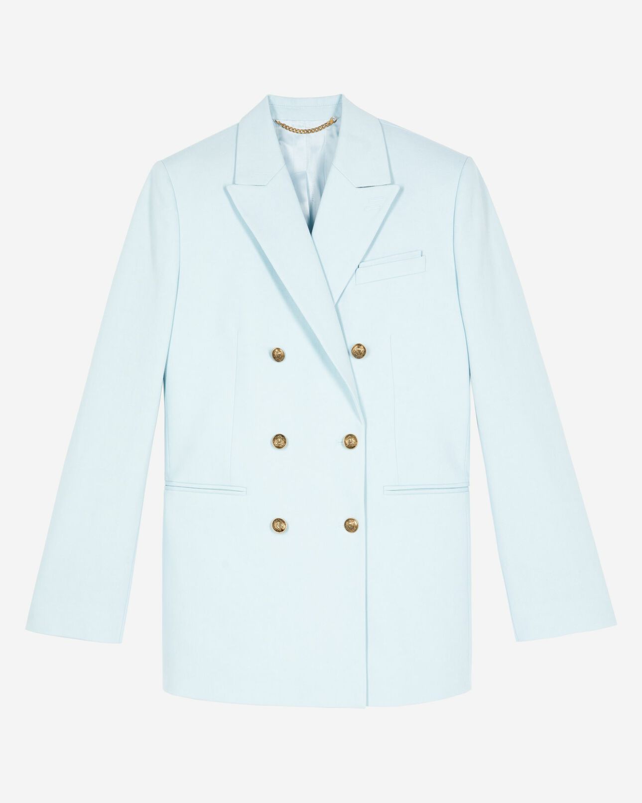 The Kooples WOMEN LIGHT BLUE blue cotton suit jacket