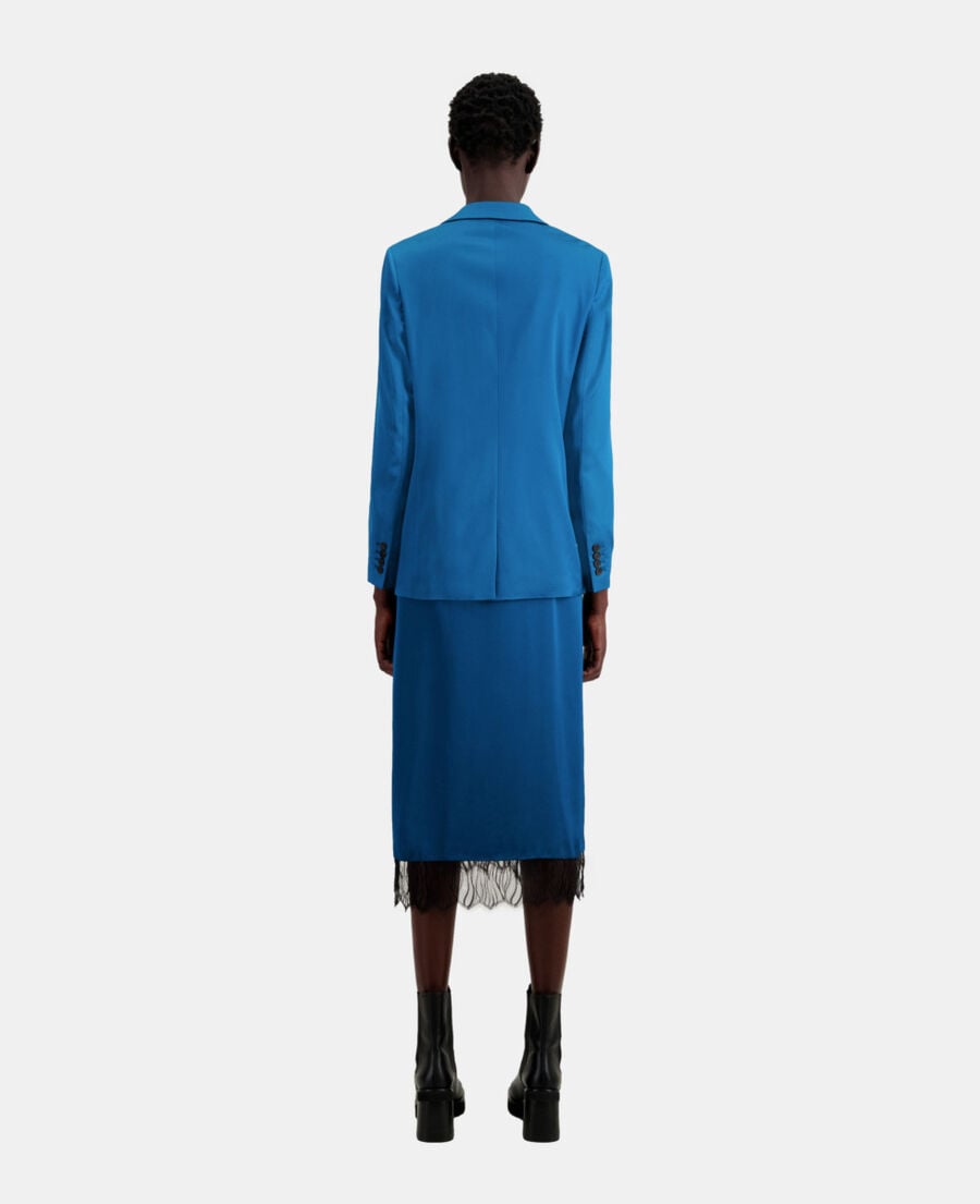 The Kooples WOMEN DEEP BLUE blue satin suit blazer