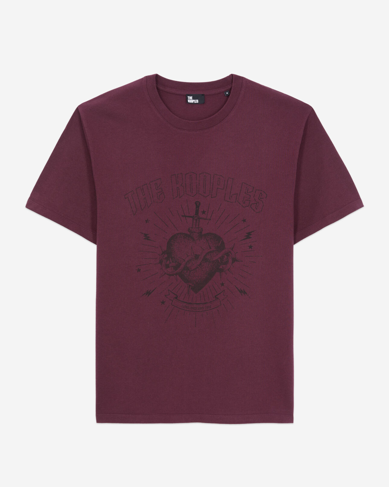 The Kooples HERREN BORDEAUX bordeauxrotes t-shirt herren mit siebdruck