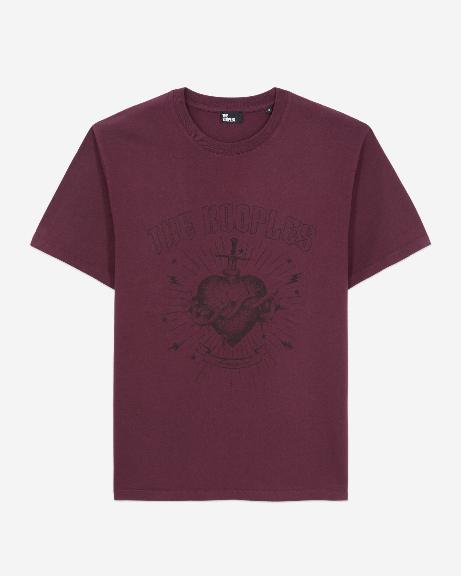 Bordeauxrotes T-Shirt Herren mit Siebdruck, BORDEAUX, hi-res image number null