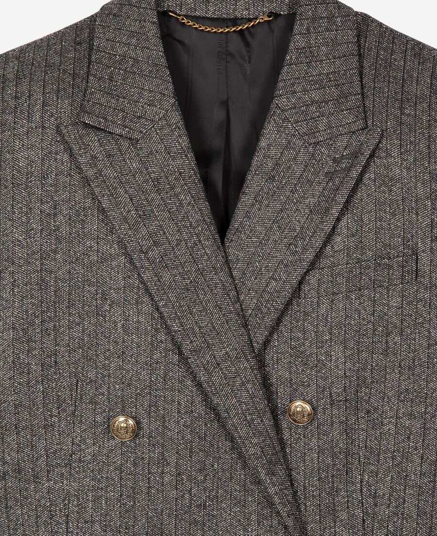 The Kooples WOMEN BLACK gold and black lurex herringbone suit jacket