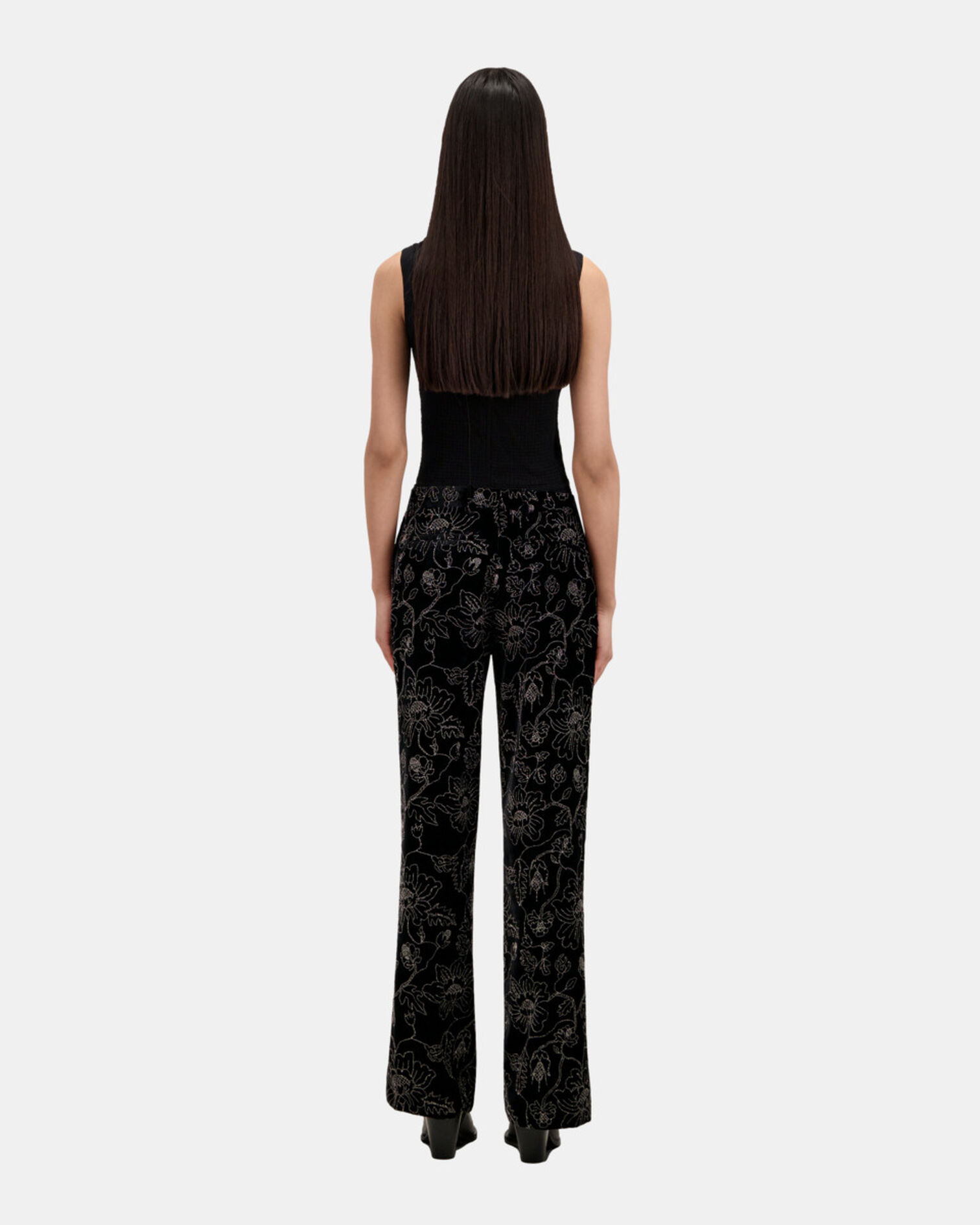 Black velvet suit trousers, BLACK, hi-res image number null