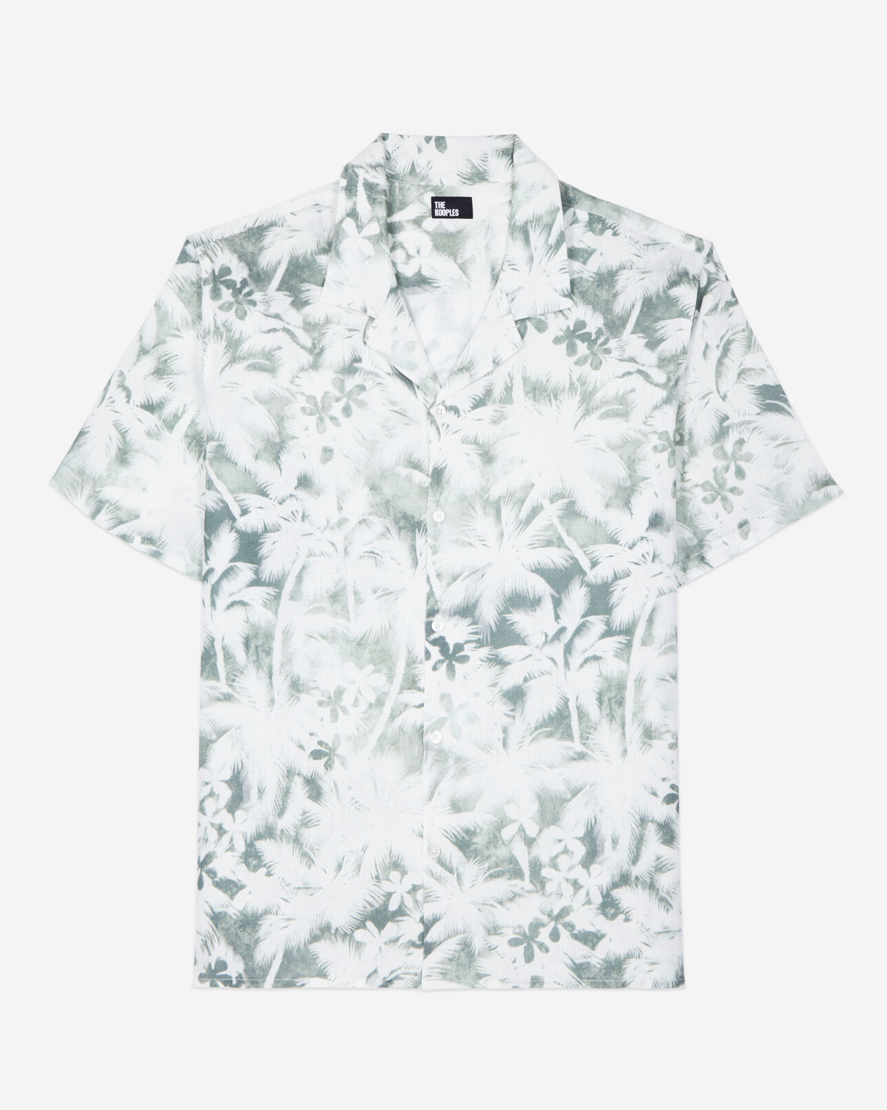 The Kooples HOMME WHITE - KAKI chemise manches courtes avec palmiers vert