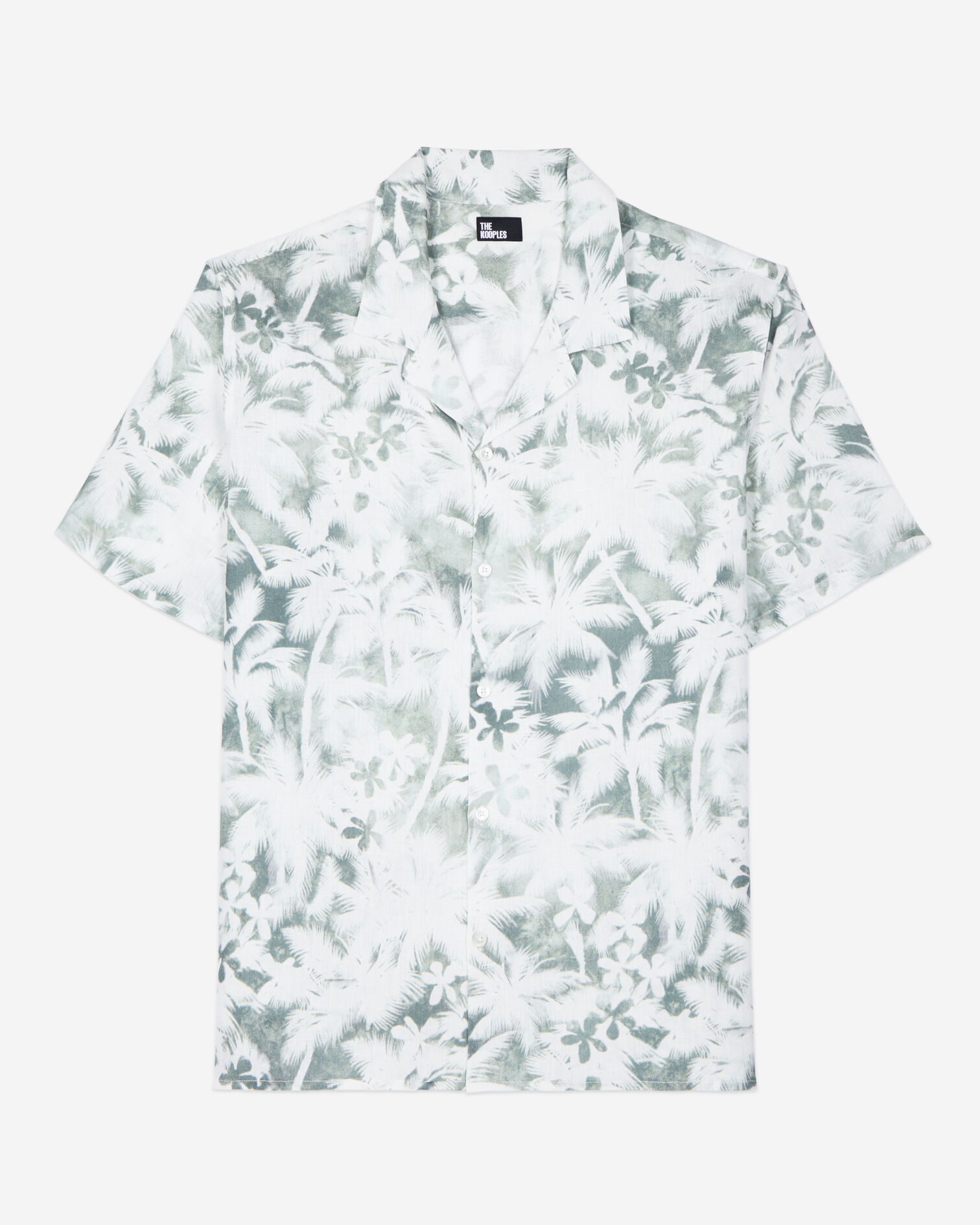 Chemise manches courtes avec palmiers vert, WHITE - KAKI, hi-res image number null
