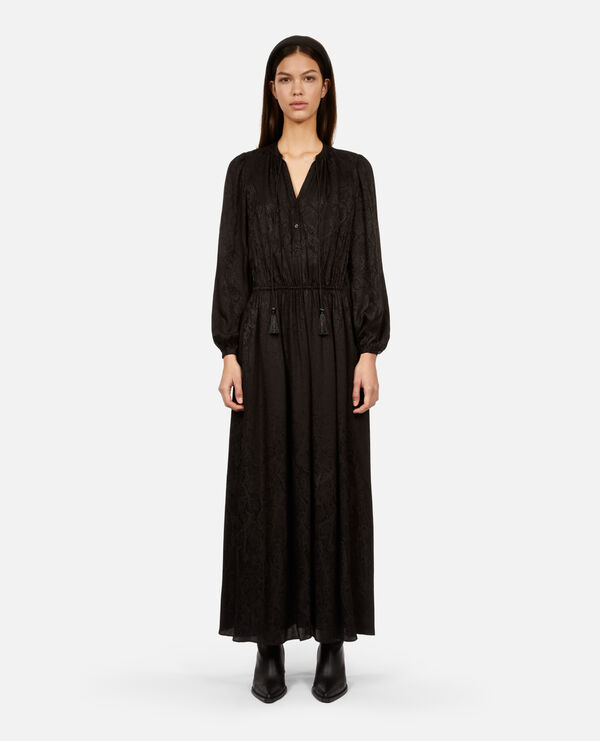 long black snakeskin jacquard dress