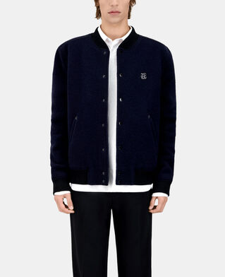 The Kooples HOMME DARK NAVY blouson en tissu bouclette bleu marine