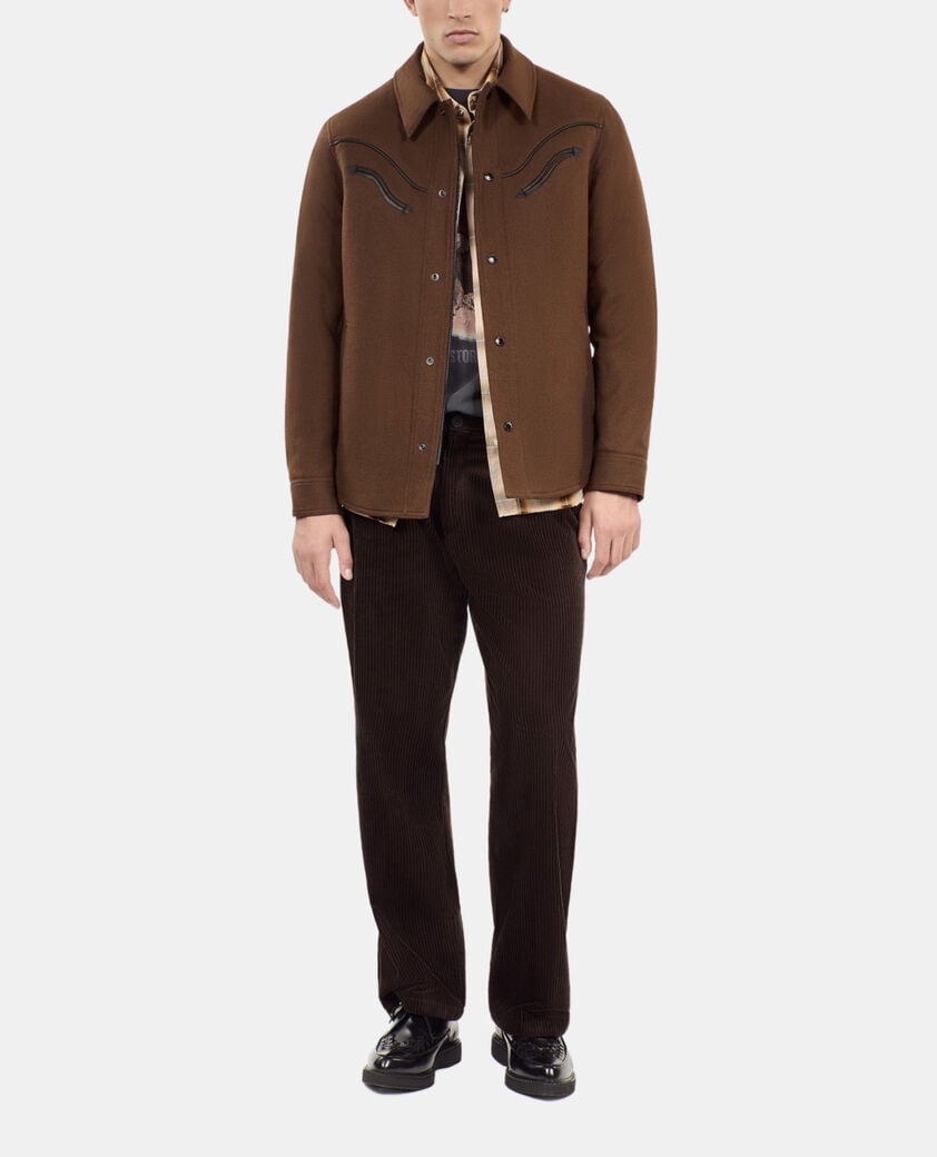 The Kooples H BROWN brown flannel overshirt-style jacket