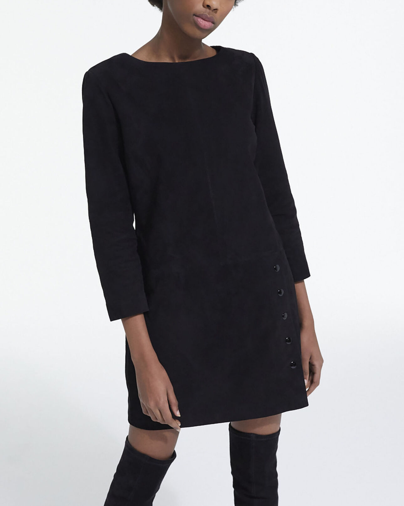 The Kooples FEMME BLACK robe en cuir noire