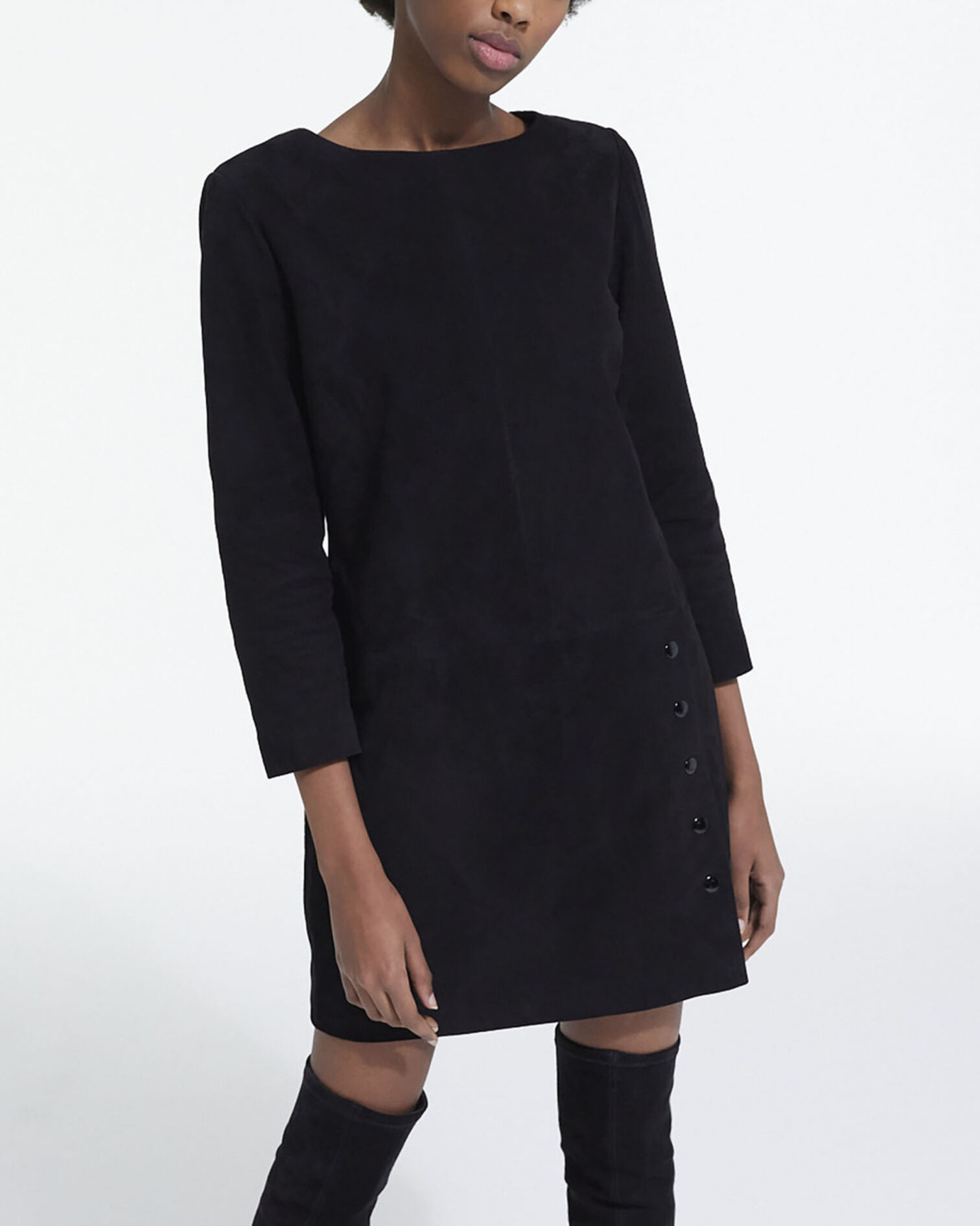 Robe en cuir noire, BLACK, hi-res image number null