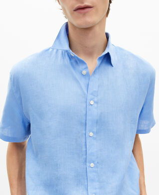 The Kooples H BLUE short-sleeved blue linen shirt