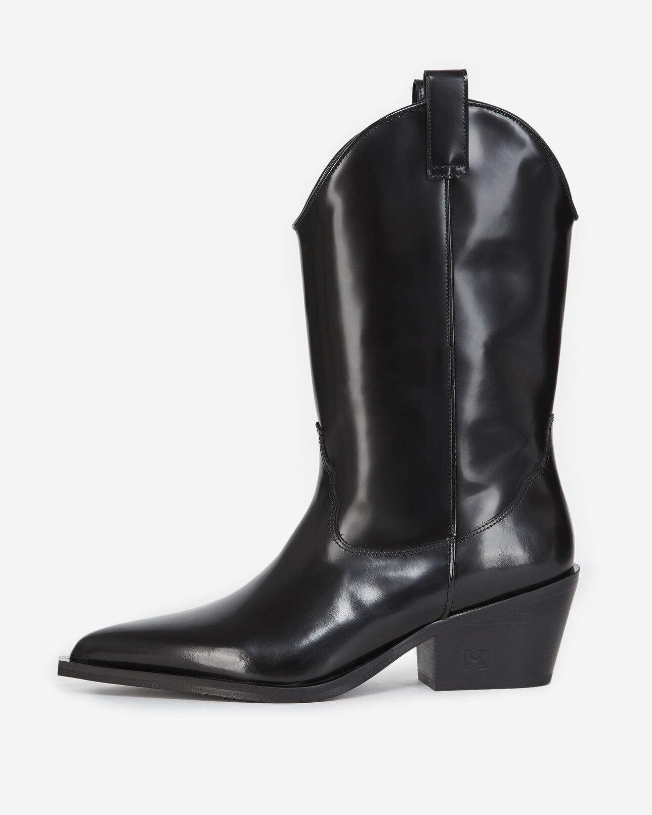 The Kooples MUJER BLACK botines piel tacón charol estilo western