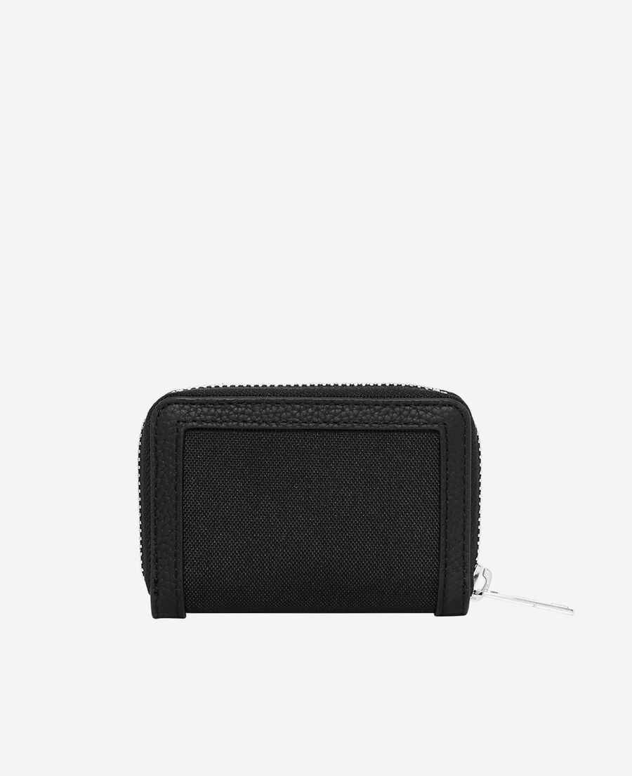 The Kooples HOMME BLACK porte-monnaie en canvas et cuir grainé noir