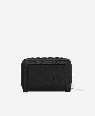The Kooples HOMME BLACK porte-monnaie en canvas et cuir grainé noir