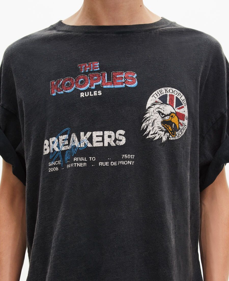 The Kooples MEN BLACK WASHED t-shirt with black screen print