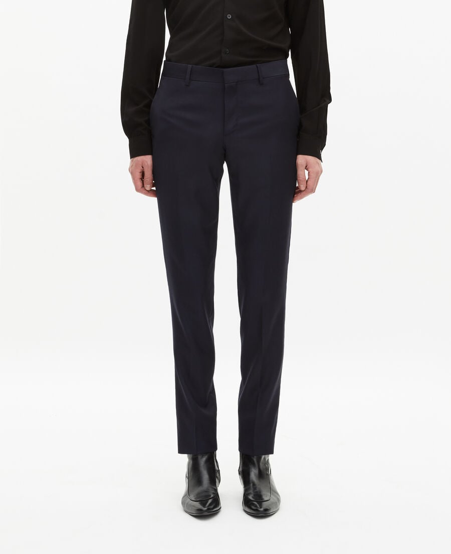 The Kooples HOMME DARK NAVY pantalon de costume en laine ajust&eacute; bleu 