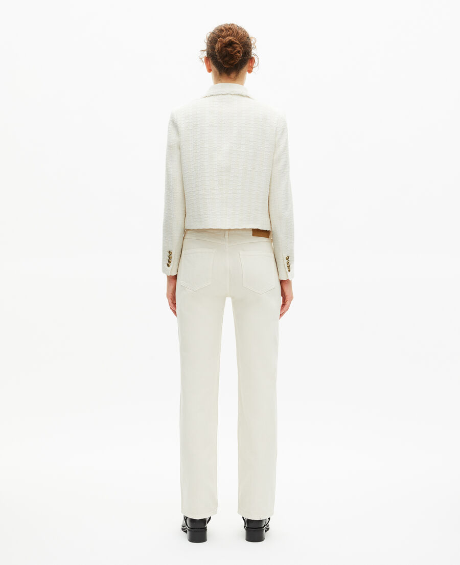 The Kooples DAMEN ECRU jacke aus ungebleichtem tweed