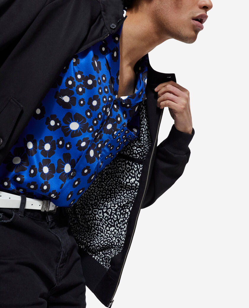 The Kooples HOMME BLACK blouson noir doublure léopard