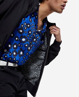 The Kooples HERREN BLACK schwarze gefütterte jacke mit leopardenprint