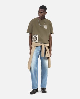 The Kooples MEN DARK BROWN t-shirt with khaki patches