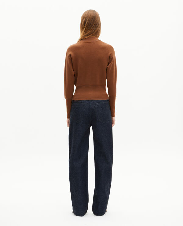 The Kooples FEMME CAMEL pull col polo en laine mérinos mélangée camel