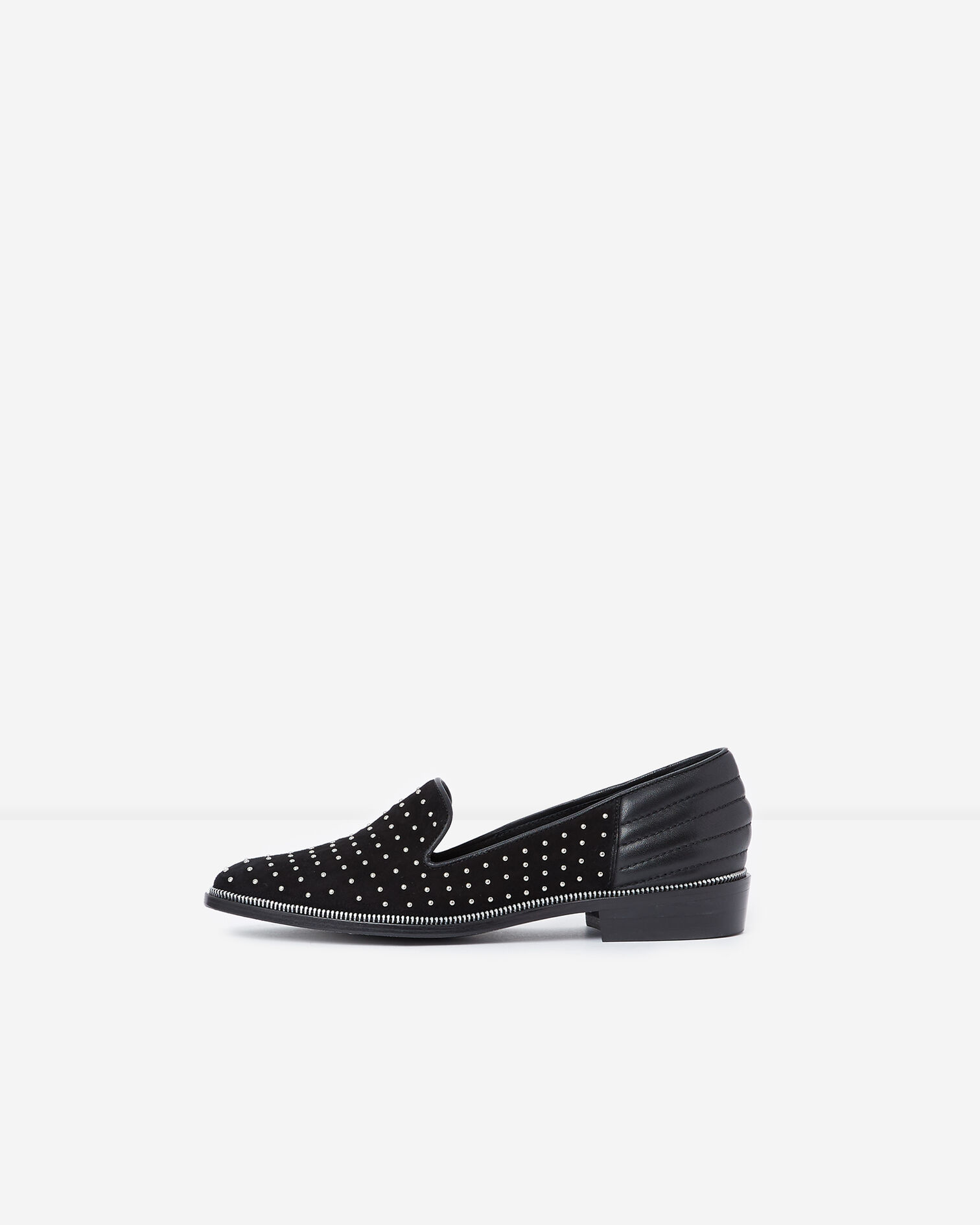 Leder-Slipper mit Nietenverzierung, BLACK, hi-res image number null