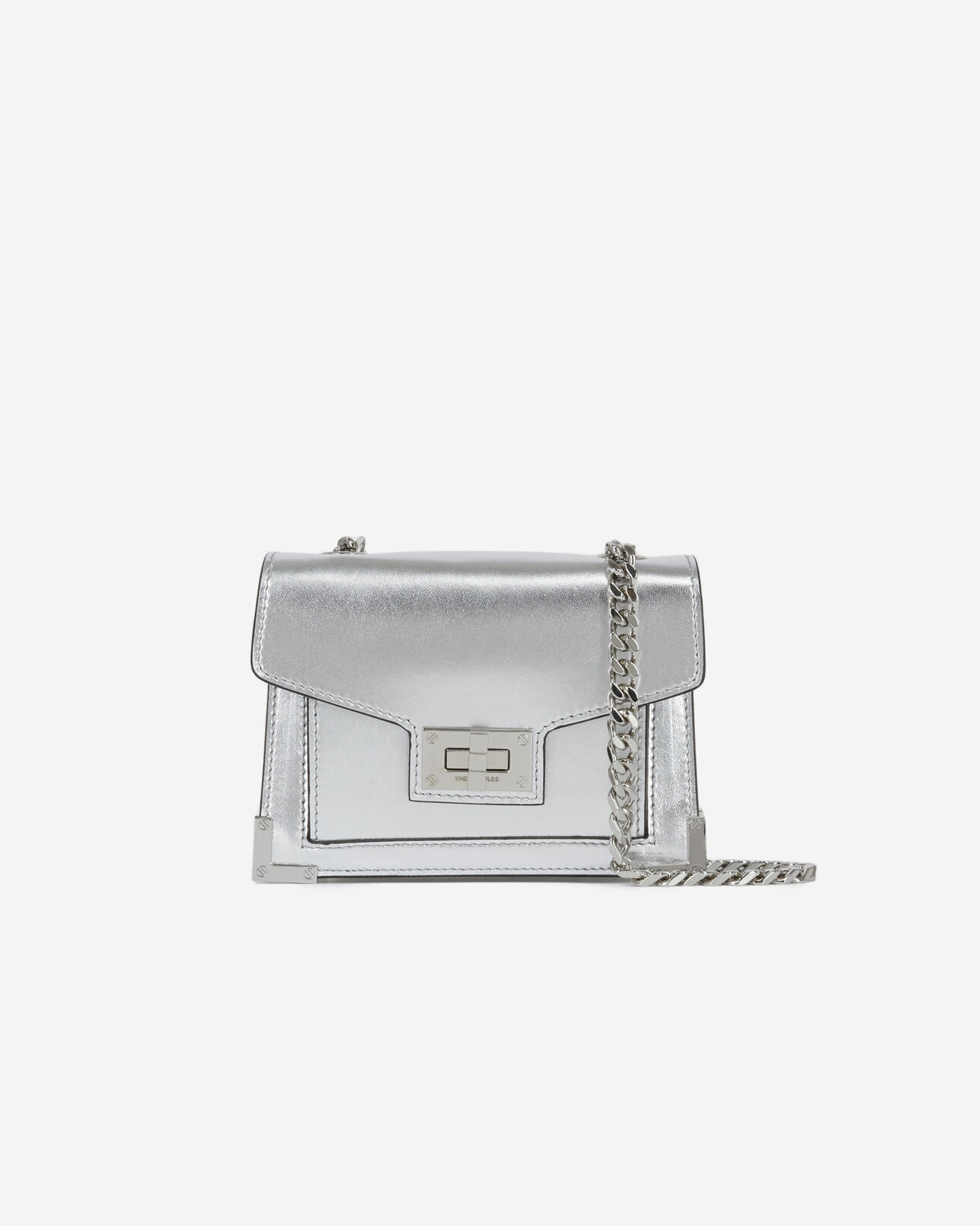 The Kooples FEMME SILVER sac emily nano en cuir argenté