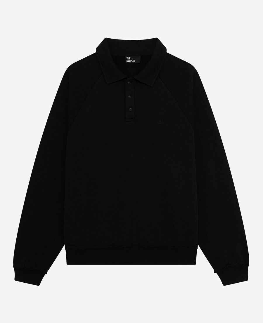The Kooples HOMME BLACK WASHED sweatshirt col polo noir