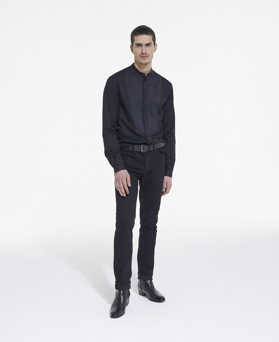 The Kooples H BLACK black cotton shirt with officer collar