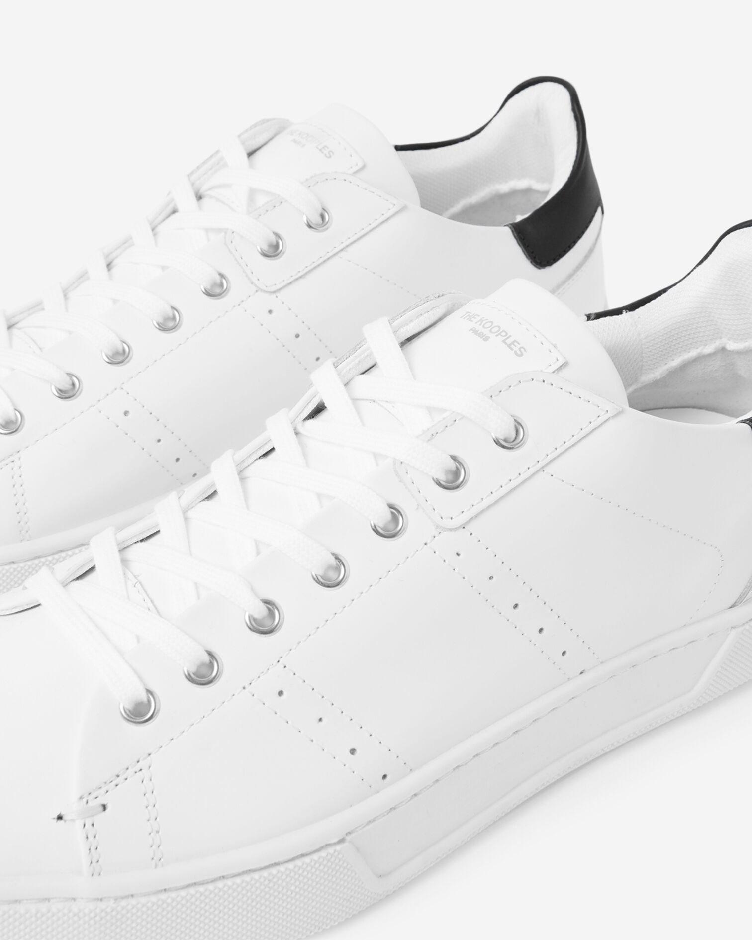 White leather sneakers thick soles, WHITE / BLACK, hi-res image number null