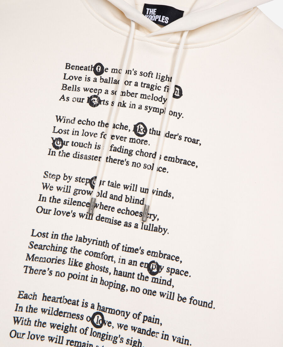 The Kooples MEN ECRU hooded sweatshirt with ecru screen print