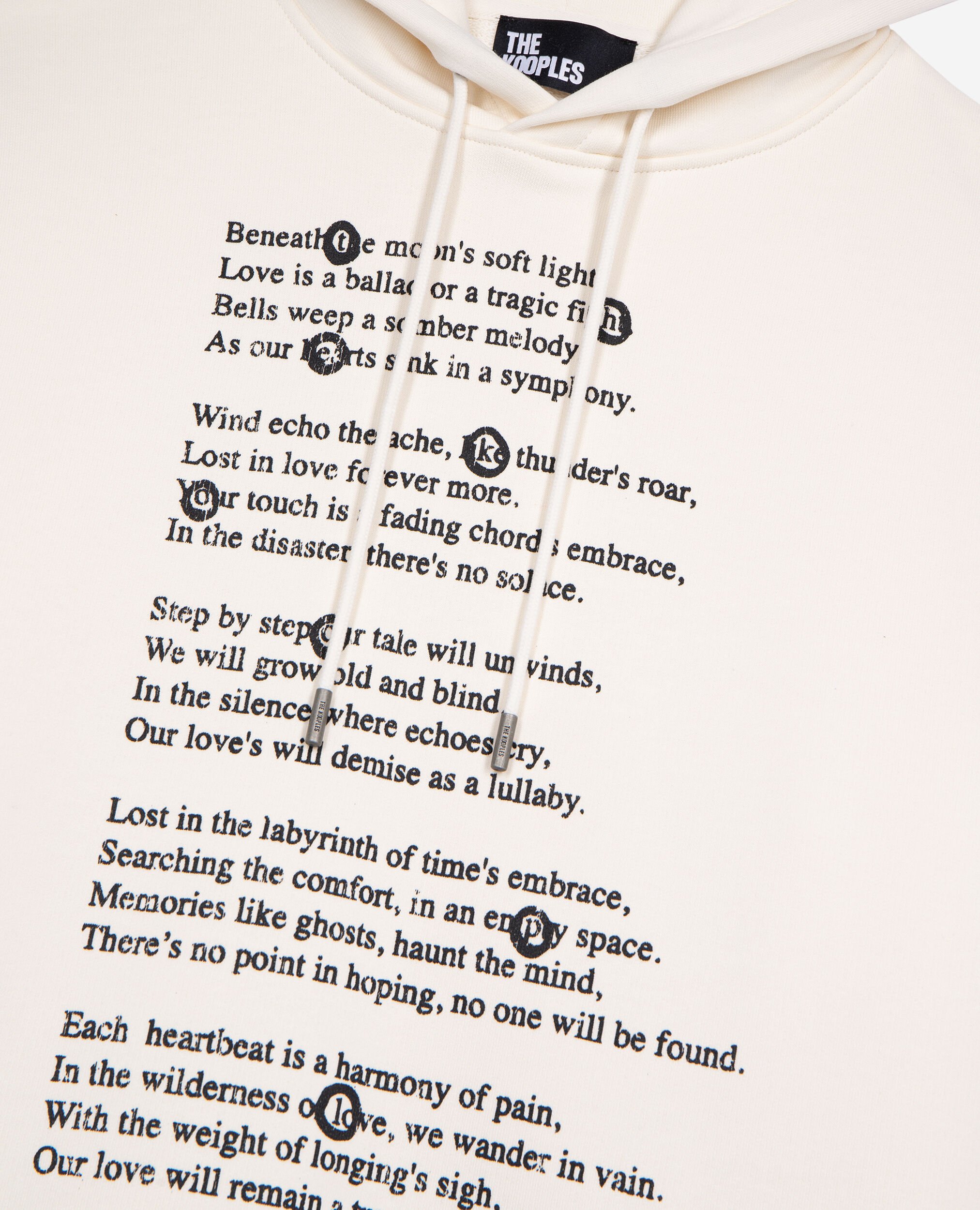 Hooded sweatshirt with ecru screen print, ECRU, hi-res image number null