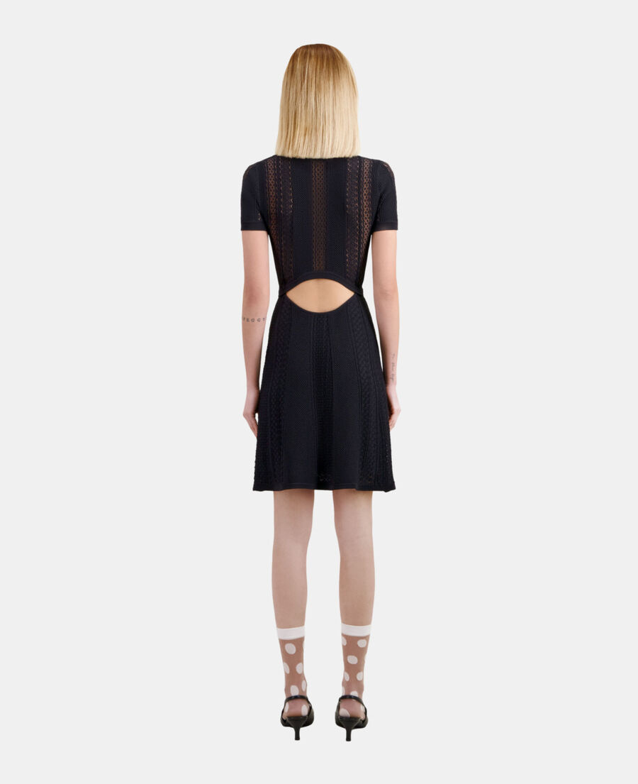 The Kooples WOMEN BLACK short black openwork knit dress