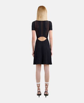 The Kooples WOMEN BLACK short black openwork knit dress
